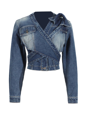 Personalized Short Irregular Collar Denim Jacket