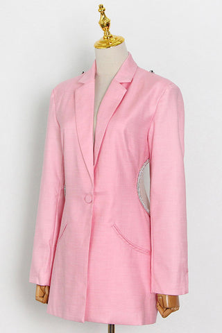 DIAMANTE ROPE KNOT BLAZER /DRESS - PINK