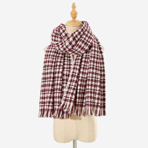 Scarf All Match Bag Edge Plaid Scarf Korean Thick Warm Scarf