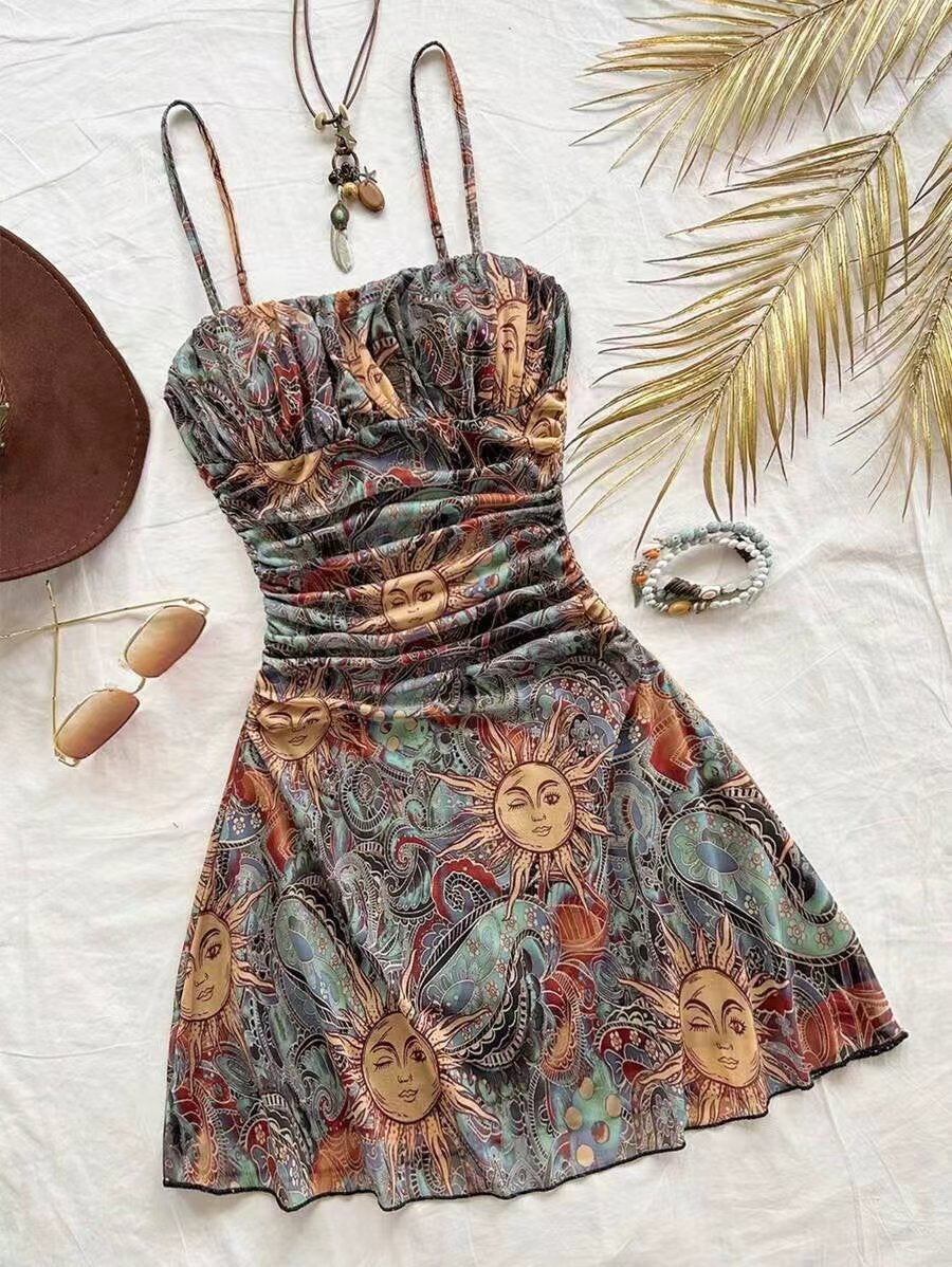 Robe patineuse en dentelle à motif floral