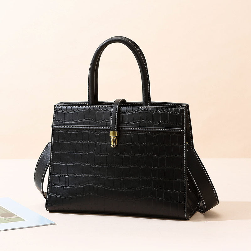 Sac à main motif crocodile texture dame simple bureau grande capacité coréen occidental sac fourre-tout 