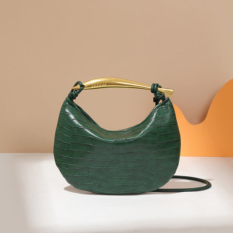Smaragdgrüne Sardinentasche Textur Trendy Metall Handtasche Besonderes Interesse Leichte Luxus Schulter Messenger Bag Damen 