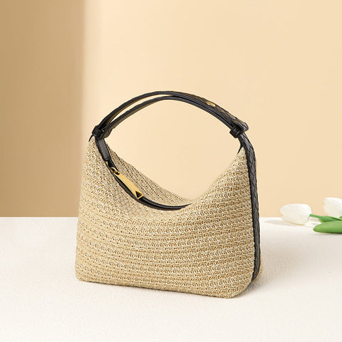 Sac à lunch en paille élégant et assorti à la mode française avec un design spécial, sac à bandoulière, sac à main, sac de plage pour les vacances 