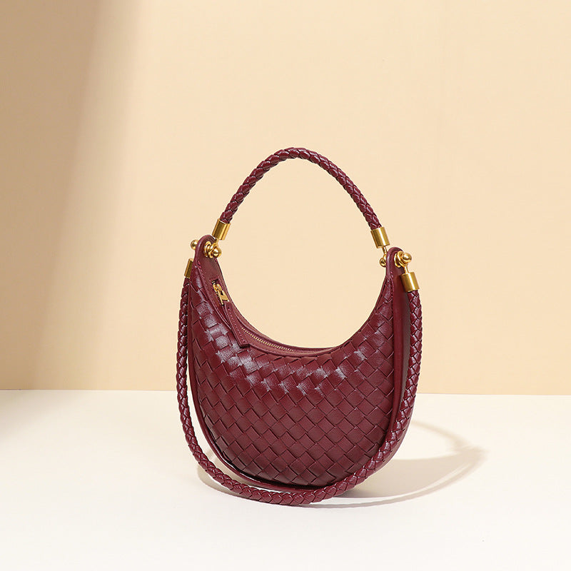 Sac à bandoulière rétro en tricot avec ceinture et sac à main en forme de croissant 