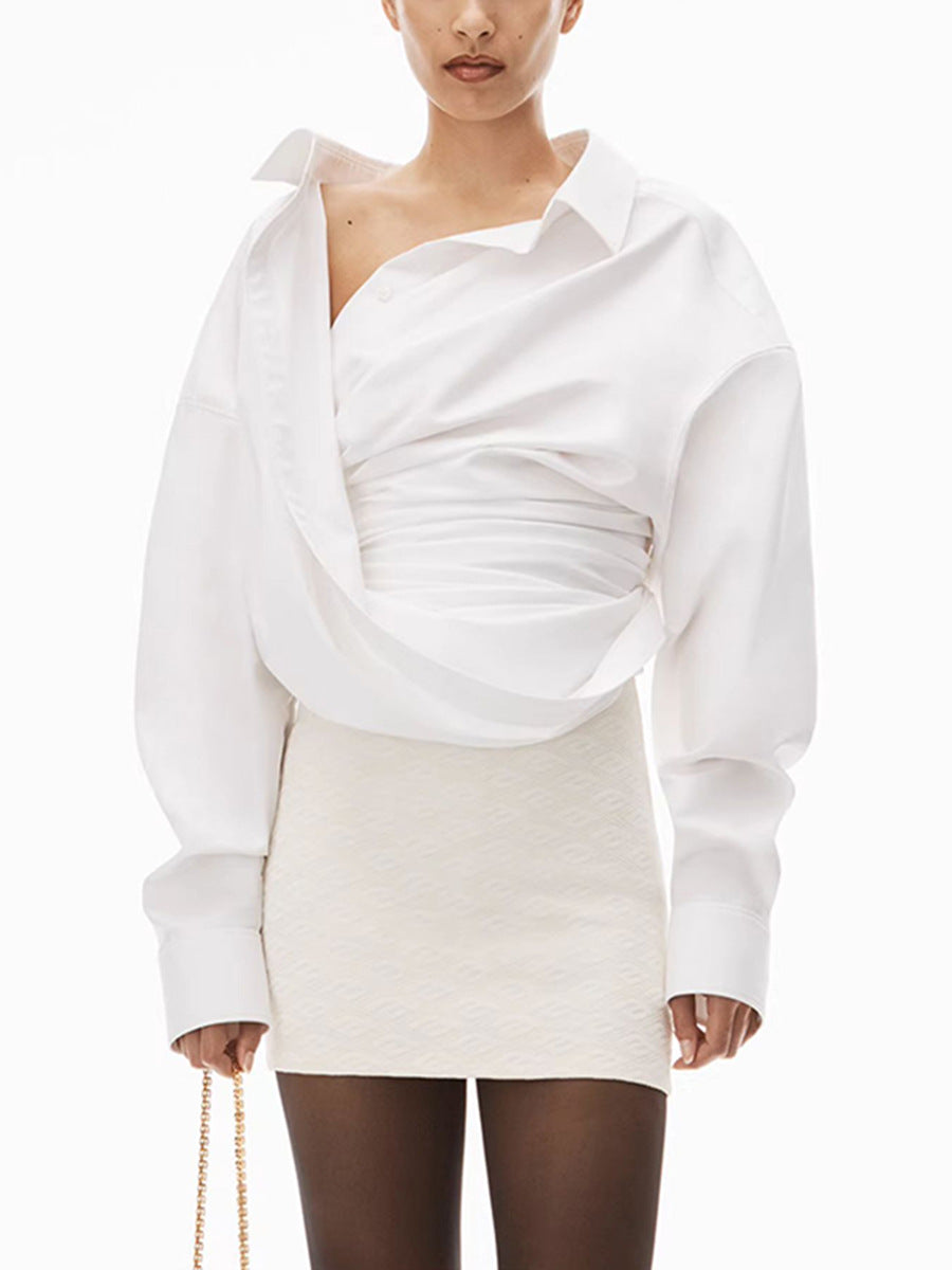 Lrregular Cross-Shoulder Shirt