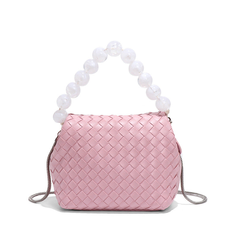 Sac à main en verre tissé vintage Niche All Match Sac à bandoulière Sac à bandoulière simple et tendance pour femmes 