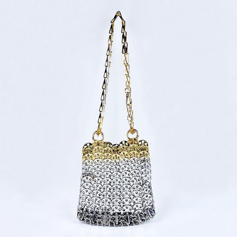 Sac à bandoulière en métal à sequins de grande capacité pour téléphone portable, sac à bandoulière fait à la main, tendance 