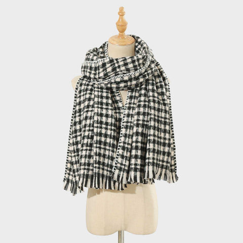 Scarf All Match Bag Edge Plaid Scarf Korean Thick Warm Scarf