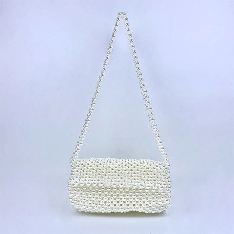 Sac à main rétro rond en perles fait à la main en acrylique exquis 