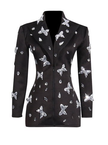 WAIST SLIMMING BUTTERFLY SEQUIN BLAZER