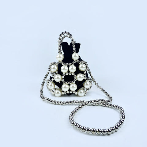 Sac à main de forme concave avec perles sombres pour célébrités d'Internet, sac messager tendance 