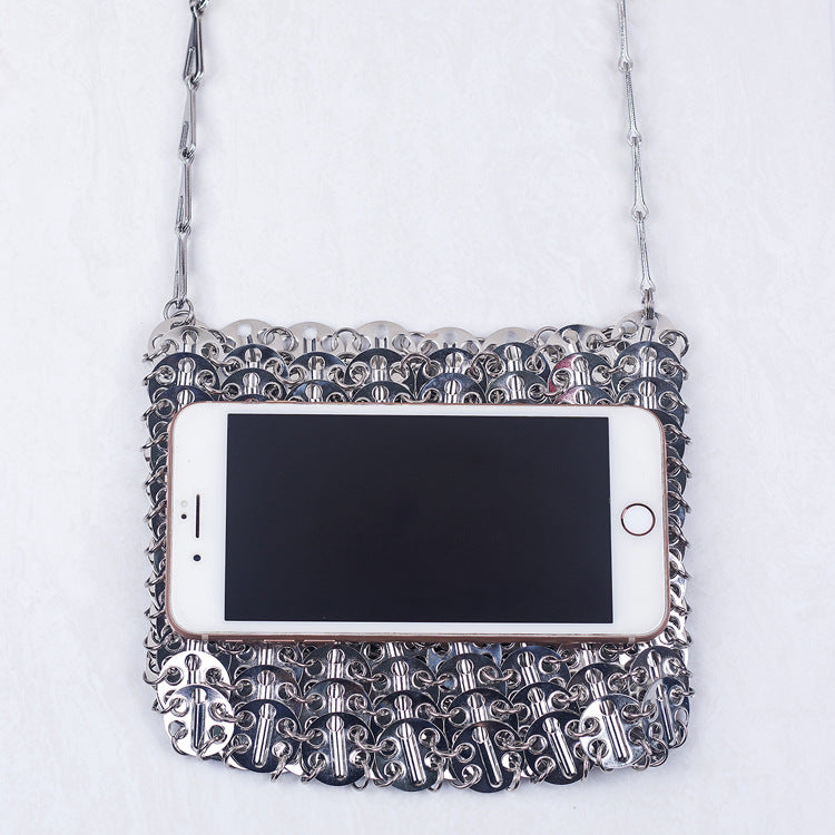 Metal Sequ Large Capacity Phone Crossbody Chain Bag DIY Handmade Trendy