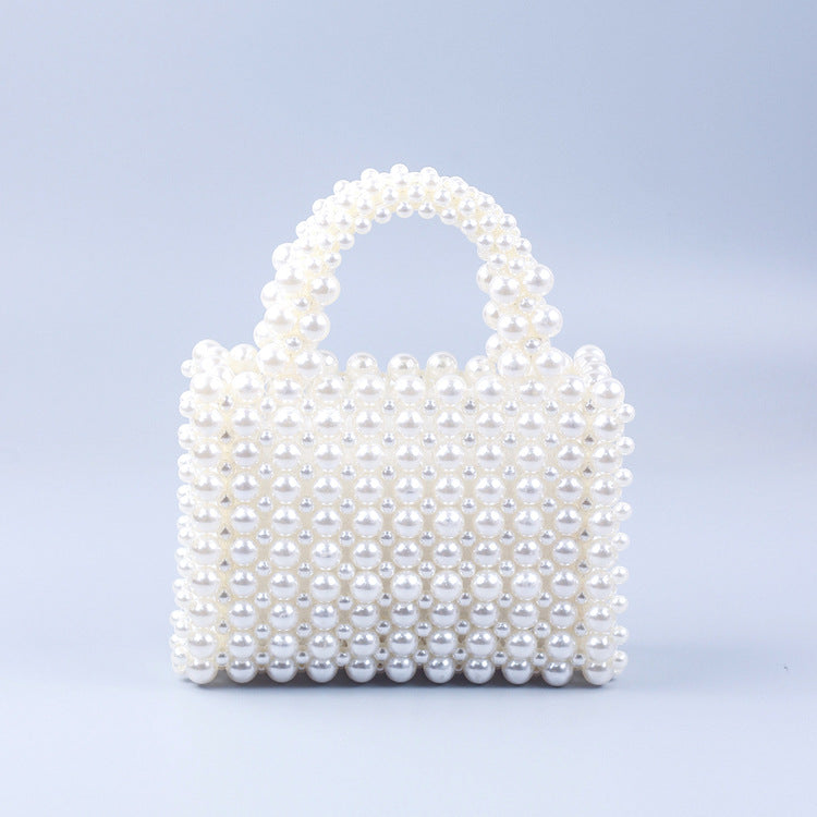 Sac à main carré en perles acryliques imitation perle fraîche et douce 