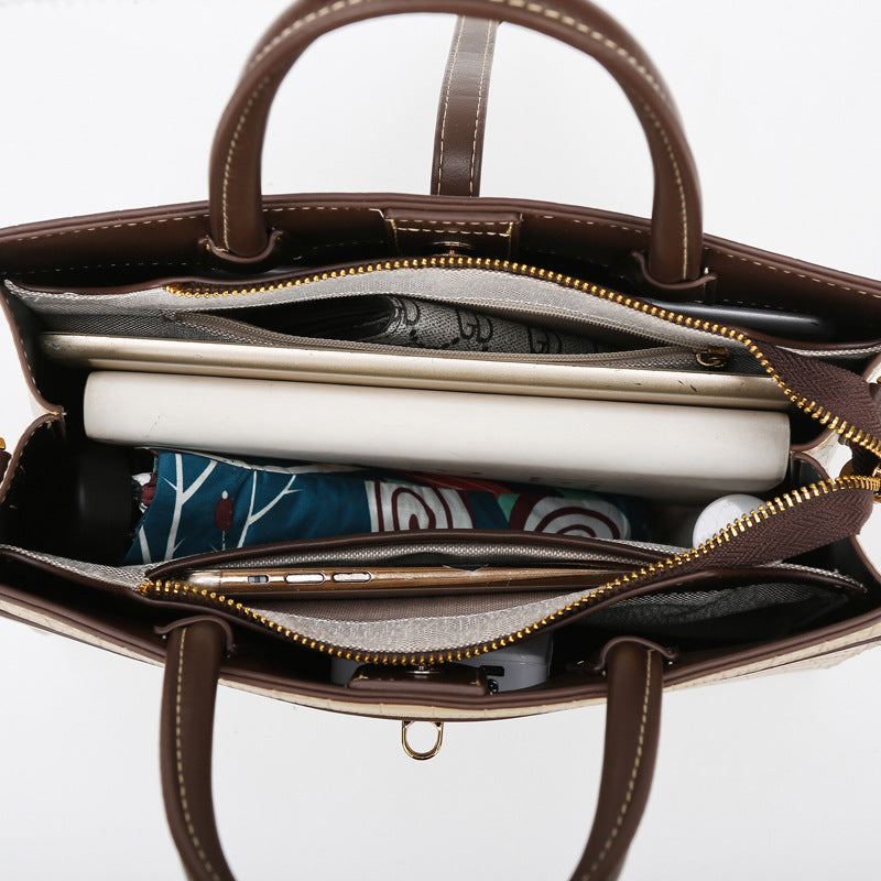 Sac à main motif crocodile texture dame simple bureau grande capacité coréen occidental sac fourre-tout 