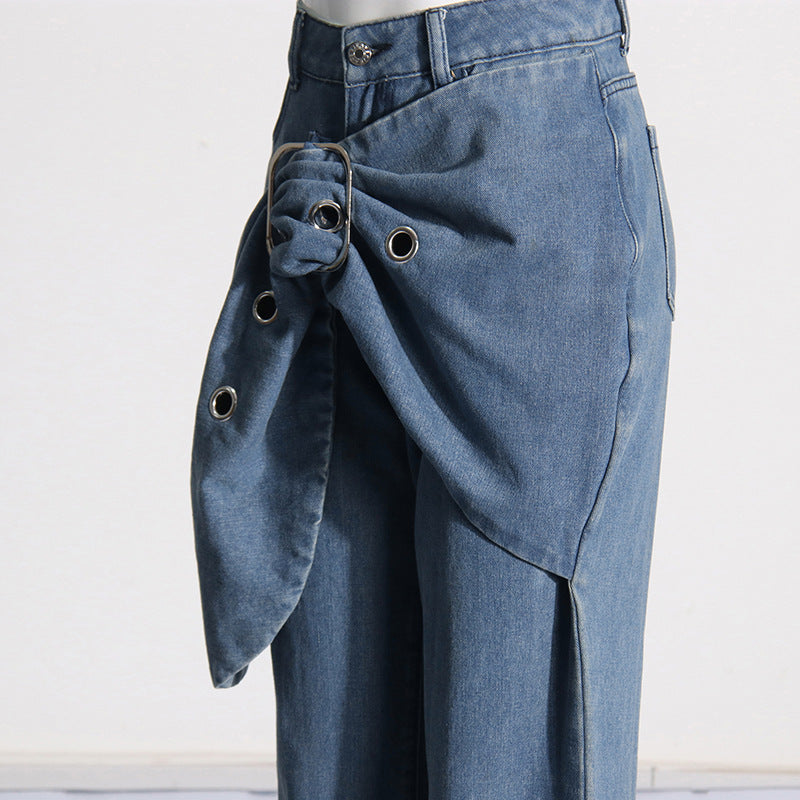 Belt Wide Leg Vintage Jeans