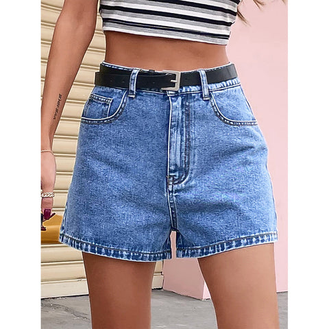 Short en jean taille haute amincissant droit pantalon ample sans ceinture