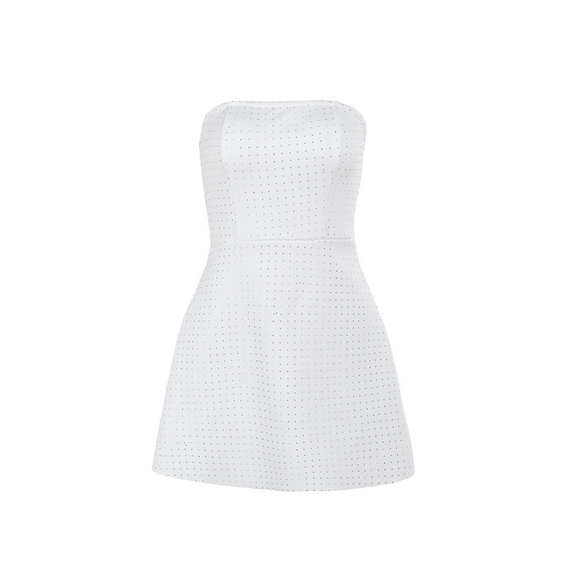A White Beaded Backless Evening Dress