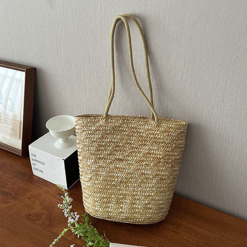 Simple Straw Shoulder Straw Bag Vacation Beach Bag