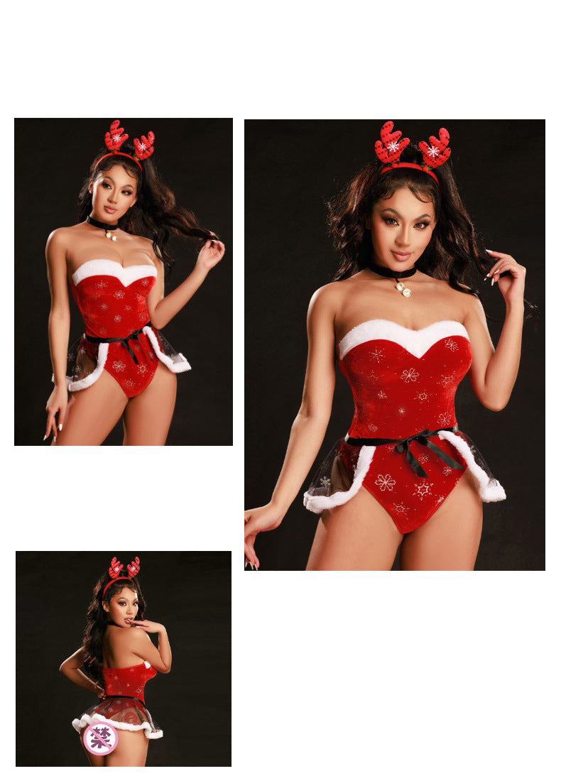 Christmas Uniform Cosplay Bodysuit Lingerie Set