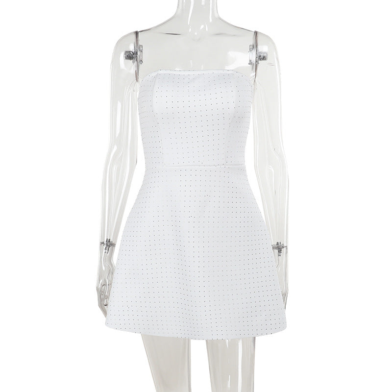 A White Beaded Backless Evening Dress