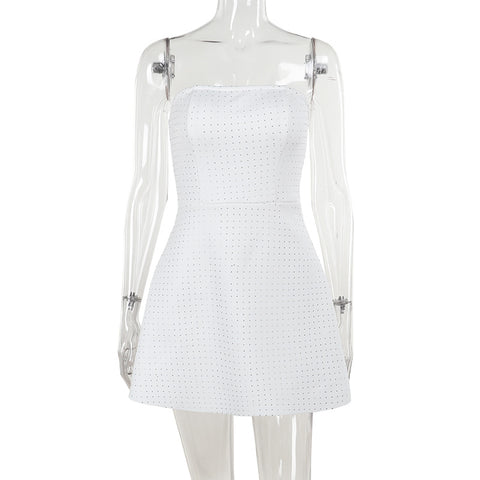 A White Beaded Backless Evening Dress