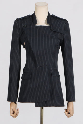 Irregular Cut Striped Blazer