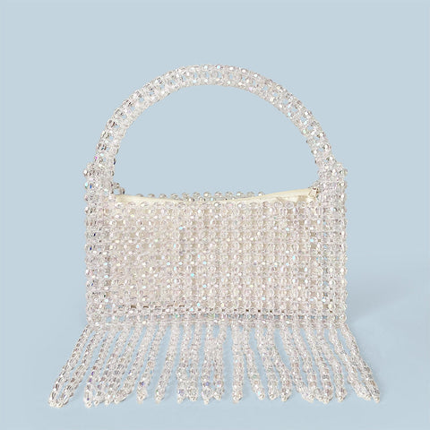 Sac à pompon de vacances Sac à perles tissé à la main lourd Sac à bandoulière tendance à une épaule Sensation brillante 