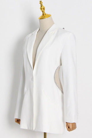 DIAMANTE ROPE KNOT BLAZER /DRESS - WHITE