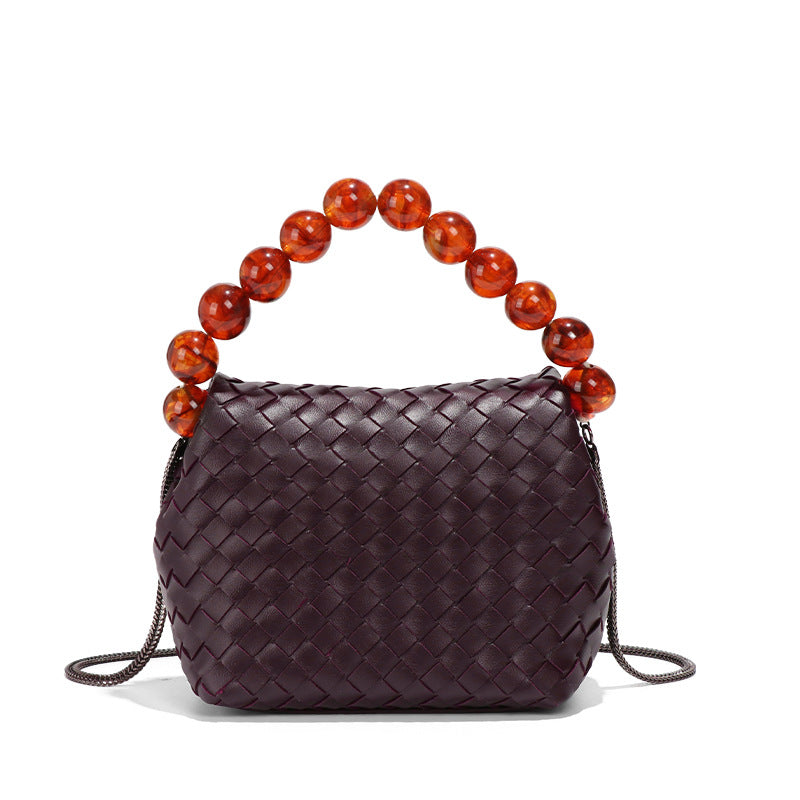 Sac à main en verre tissé vintage Niche All Match Sac à bandoulière Sac à bandoulière simple et tendance pour femmes 