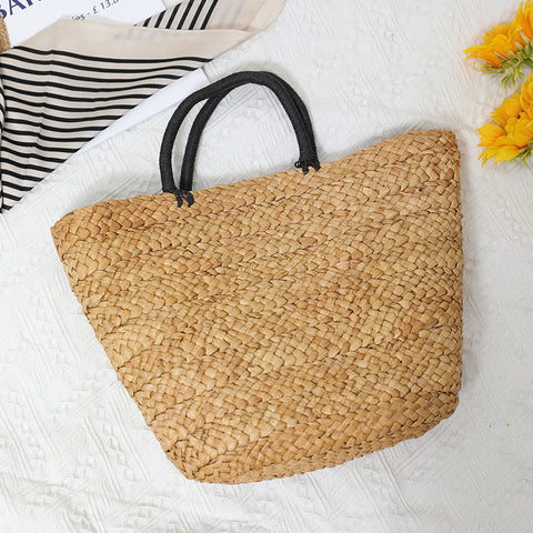 Large Capacity Straw Bag All Match Simple Portable Natural Grass Hand Vacation Beach Bag