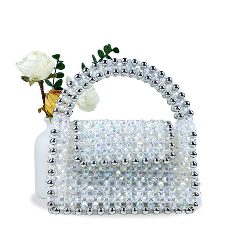 Beaded Handbag Simple Square Hand Mobile Phone Horizontal Crossbody Bag Colorful Acrylic