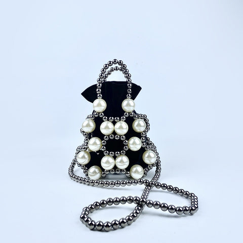 Sac à main de forme concave avec perles sombres pour célébrités d'Internet, sac messager tendance 