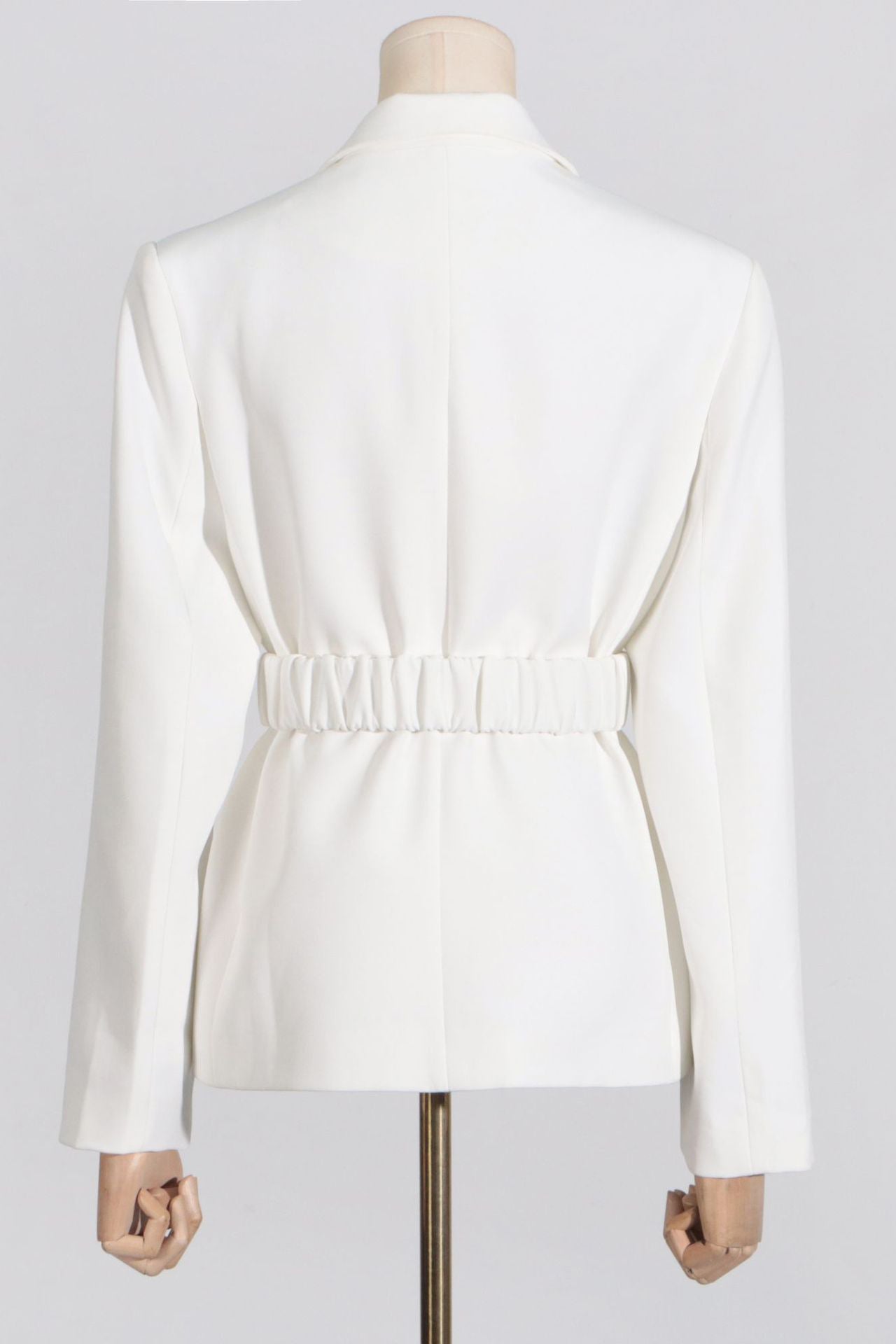 Belted Breast Blazer In White