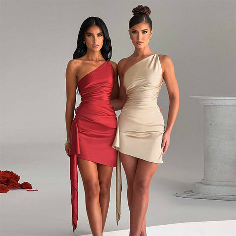 Lennox Formal One Shoulder Satin Mini Dress Luis Shop Lennox Formal One Shoulder Satin Mini Dress Luis Shop