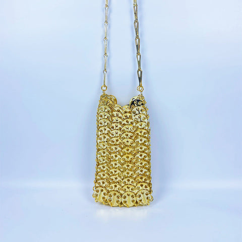 Sac messager en métal doré à paillettes fait à la main pour téléphone portable, sac de niche pour femmes 