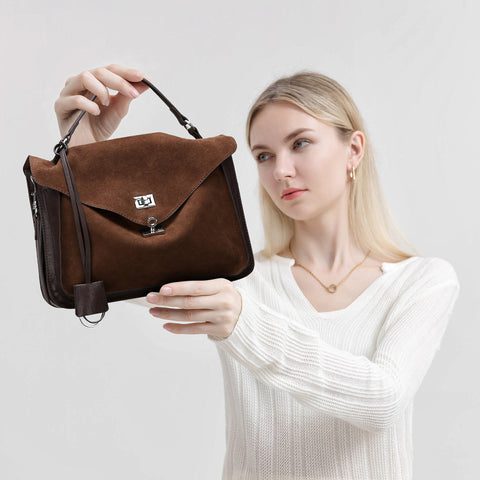 Bag Frosted Leather Light Luxury High Sense Messenger Bag Handheld Crossbody Bag Large Capacity Office Bag