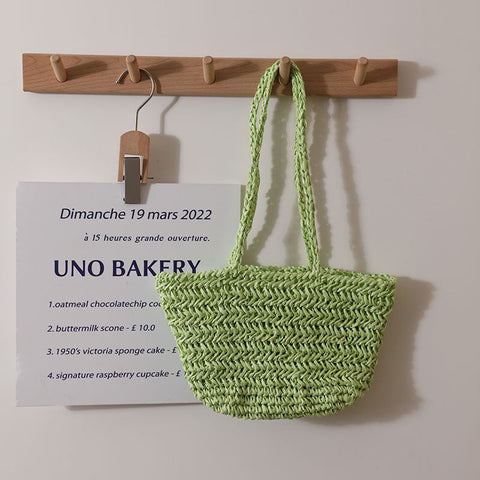 Sac à bandoulière en paille simple et ajouré pour femme, sac de plage, de vacances, de plage, portable et doux 