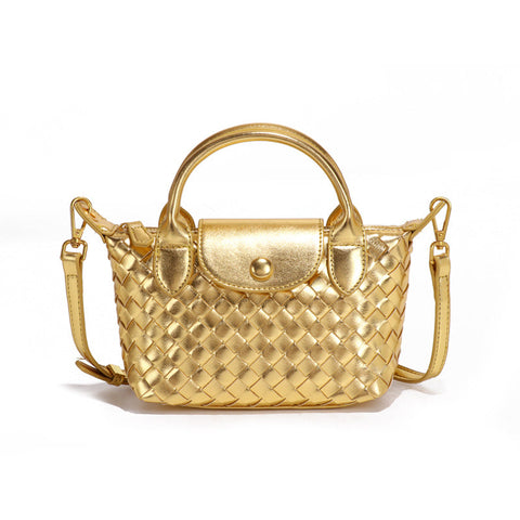 Woven Small Dumpling Bag Texture Popular Portable Bucket Bag High End Shoulder Messenger Bag