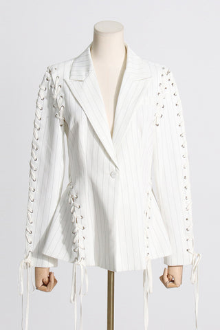 Stripe Lace Up Blazer