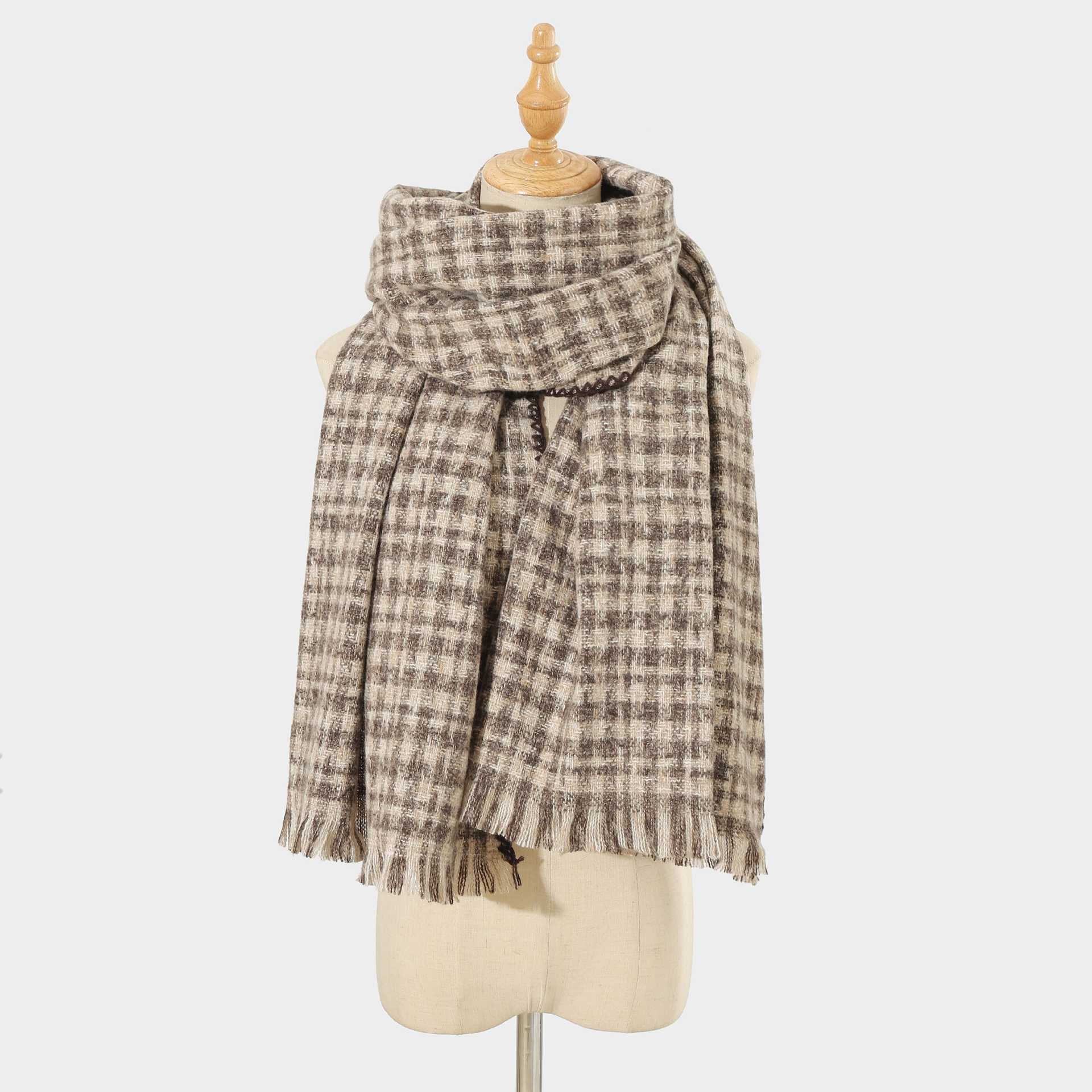 Scarf All Match Bag Edge Plaid Scarf Korean Thick Warm Scarf