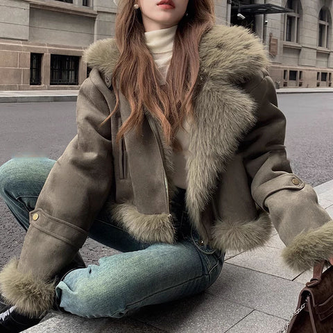 The Jordyn Oversized Cropped Faux Fur Winter Jacket - Multiple Colors