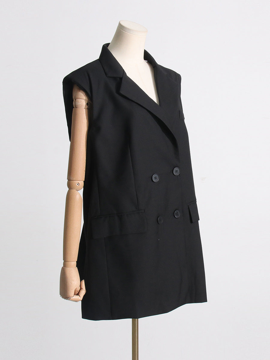 SLEEVELESS BLAZER DRESS WITH BOW