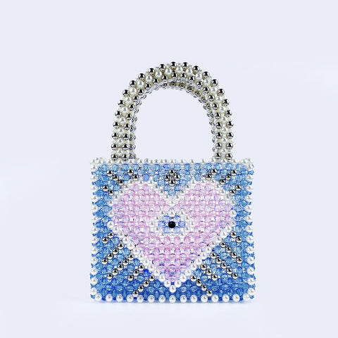 Sac à perles Fengshen Fairy Color Value Blue Heart Shaped Color Matching Shining Large Capacity Handmade Hand Carrying Love 