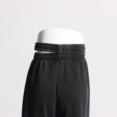 Asymmetrical Cut Out Elastic-Waist Wide-Leg Track Pants