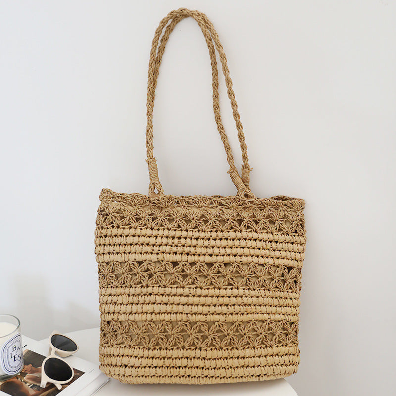 Sac de paille découpé et creux en forme de fée, petit sac de plage pour les vacances à l'épaule 