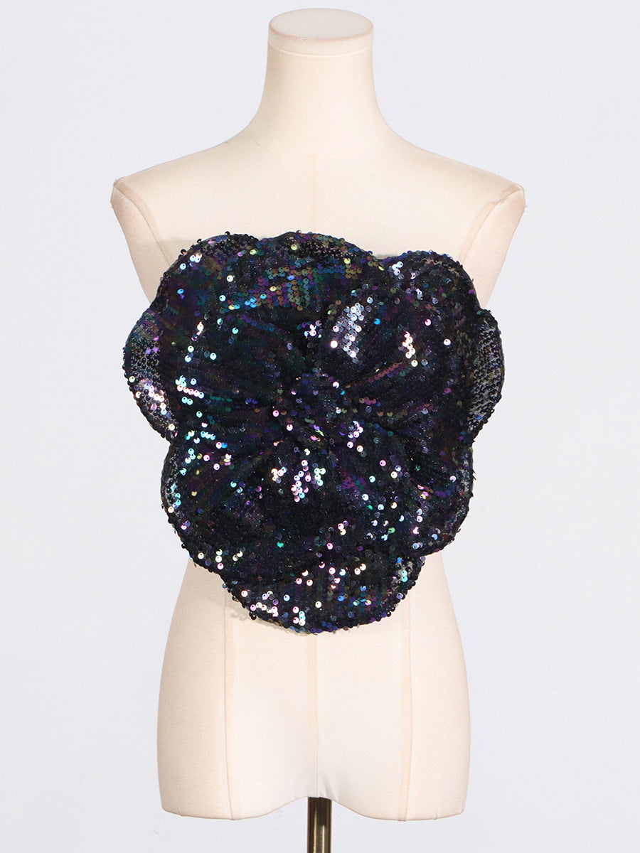 SEQUIN FLOWER BANDEAU