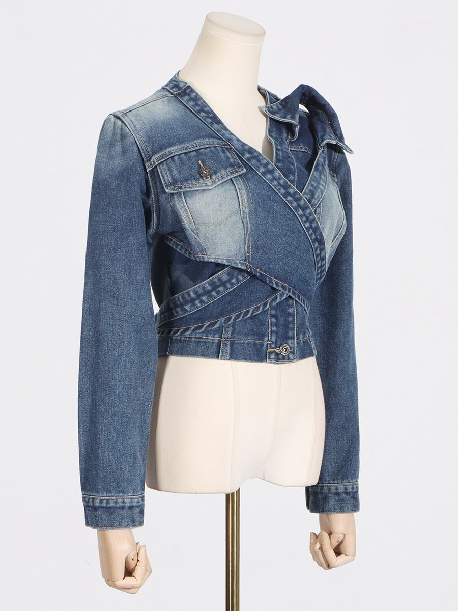 Personalized Short Irregular Collar Denim Jacket