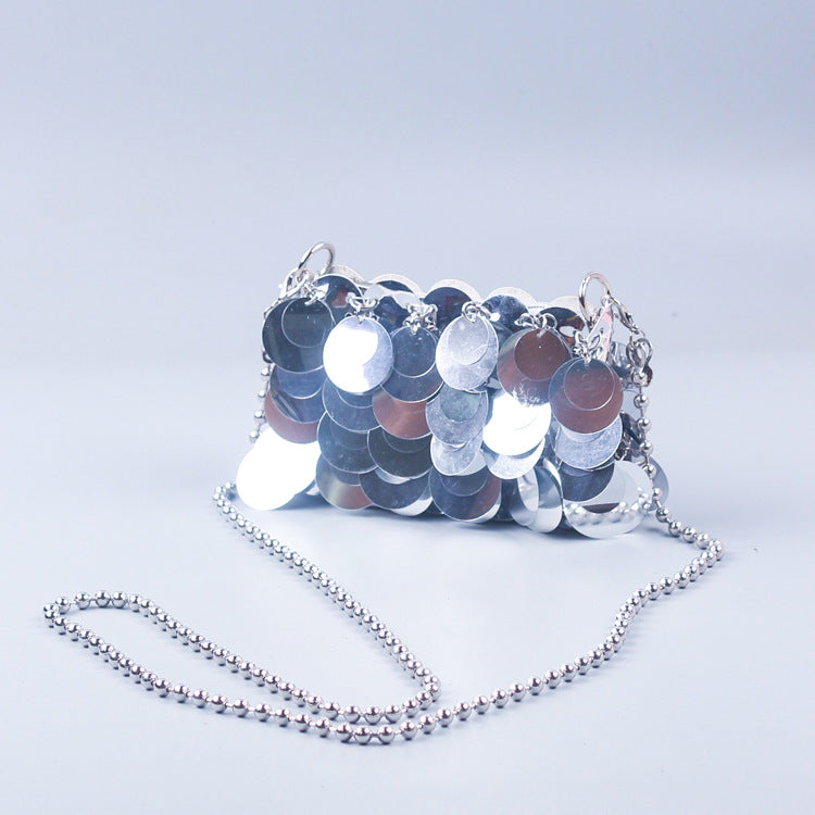 Sac à bandoulière fait main pour téléphone portable avec chaîne et paillettes 