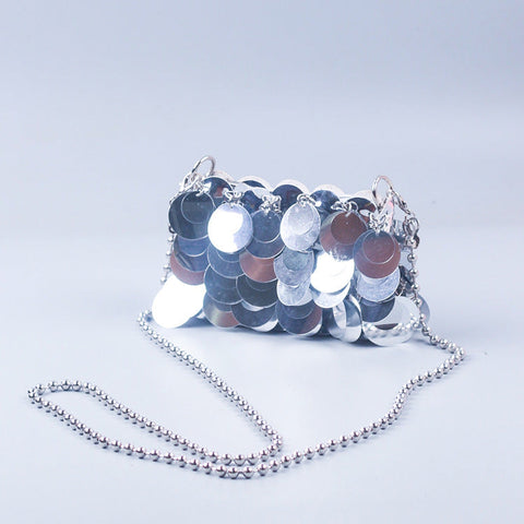 Sac à bandoulière fait main pour téléphone portable avec chaîne et paillettes 