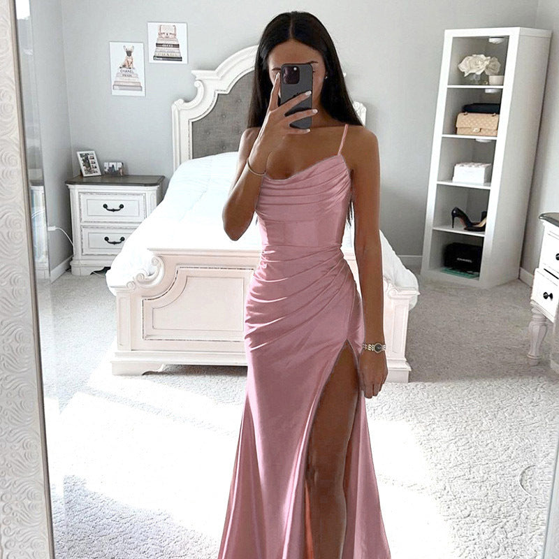 Lola High Slit Satin Dress